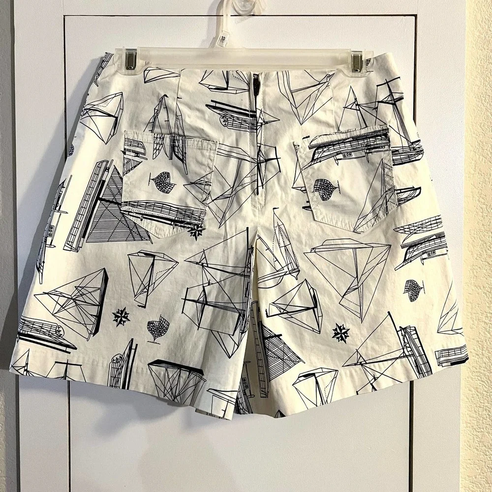 TORY BURCH ADRIFT NAVY IVORY Women’s Shorts Size 25 Coastal Nautical Preppy